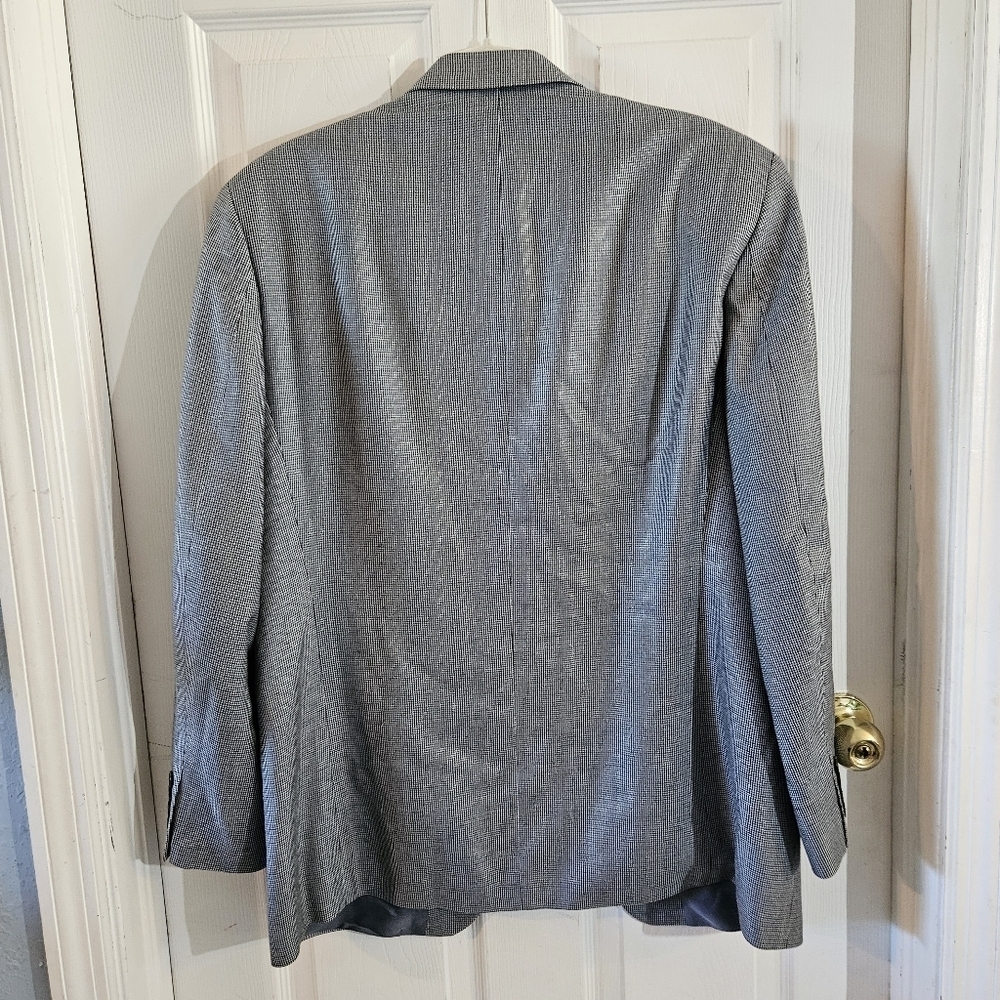 Ralph Ralph Lauren Silk Blue Gray Houndstooth Print Sport Coat Blazer Size 40R - Picture 4 of 15
